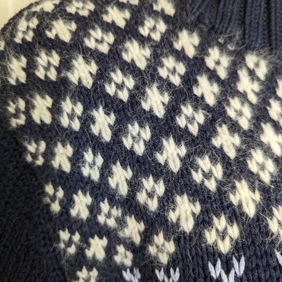 Eddie Bauer navy intarsia fair isle zip up Nordic holiday sweater size large - Picture 6 of 11